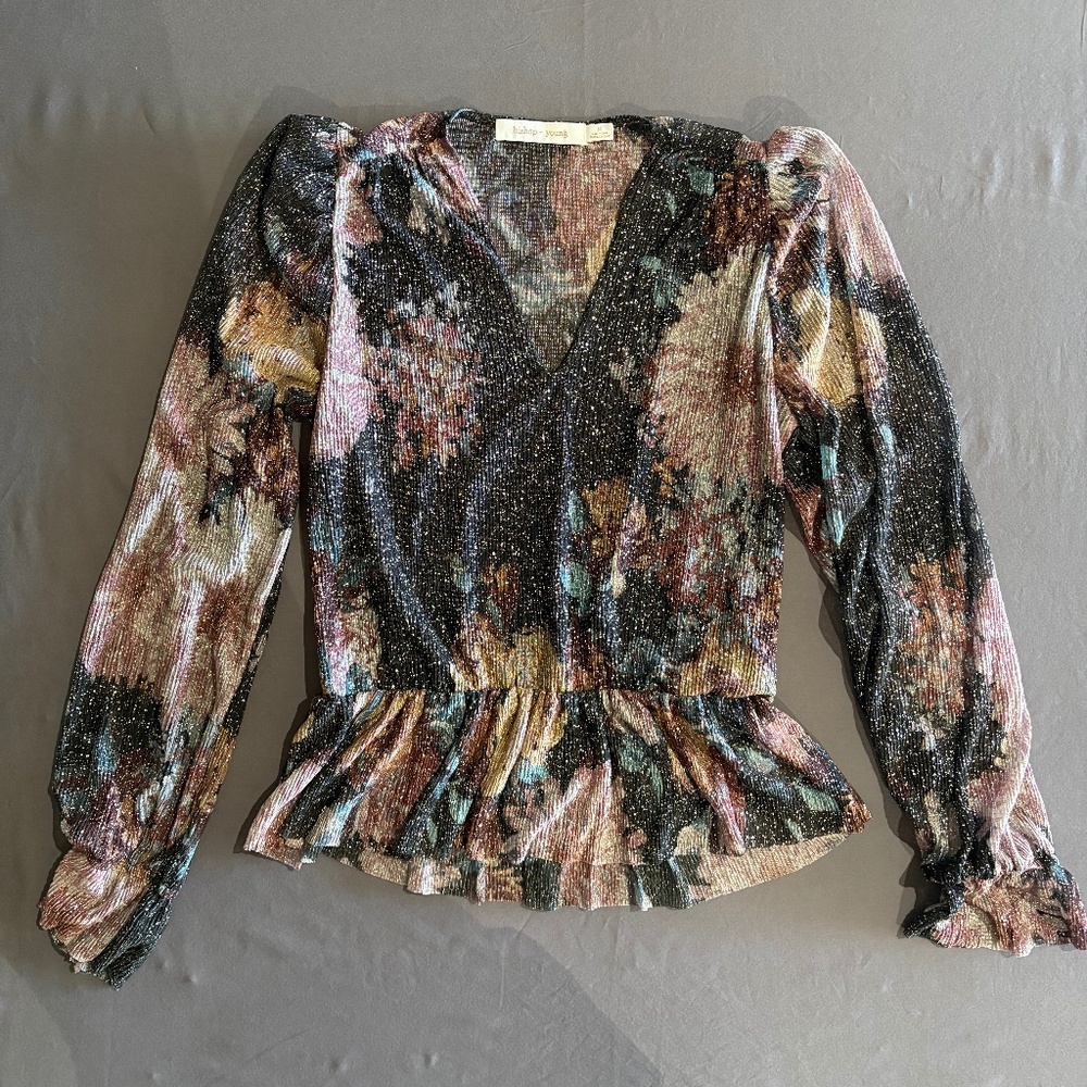 Bishop + Young Women’s Blouse Top Medium – Multicolor Metallic Holiday Party
